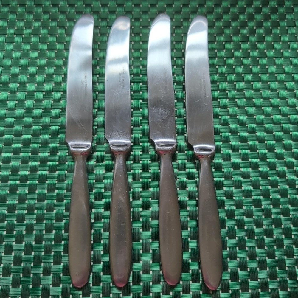 Hampton Silversmiths BISTRO SATIN Dinner Knives Set Lot of 4 Stainless 18/0 Vtg